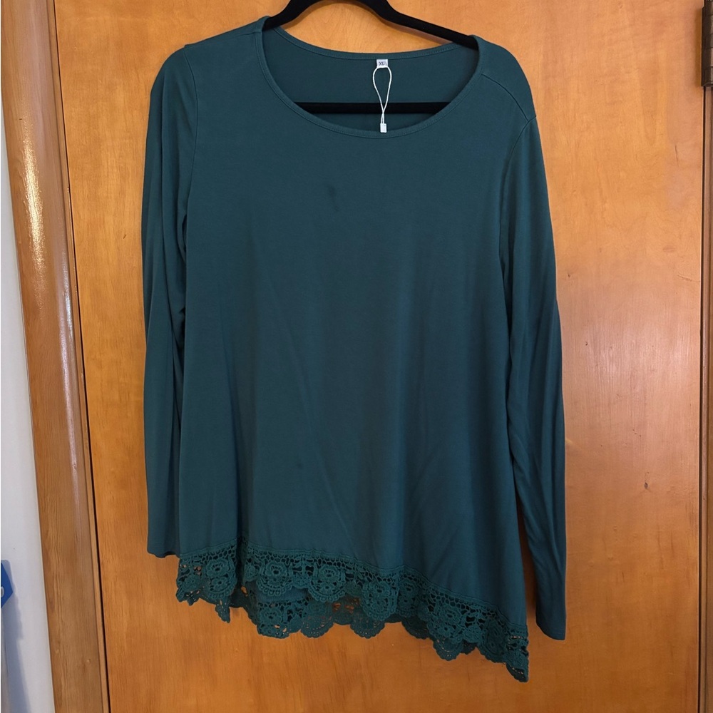 Green Embellished Long Sleeve Blouse